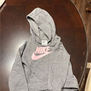 Nike Kids Gray Hoodie with Pink Logo